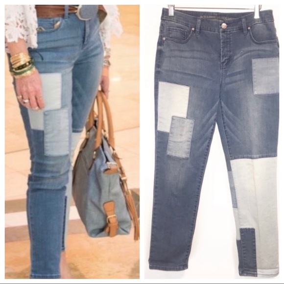 Chico's Denim - Chico’s INDIGO PATCHWORK ANKLE JEANS-4